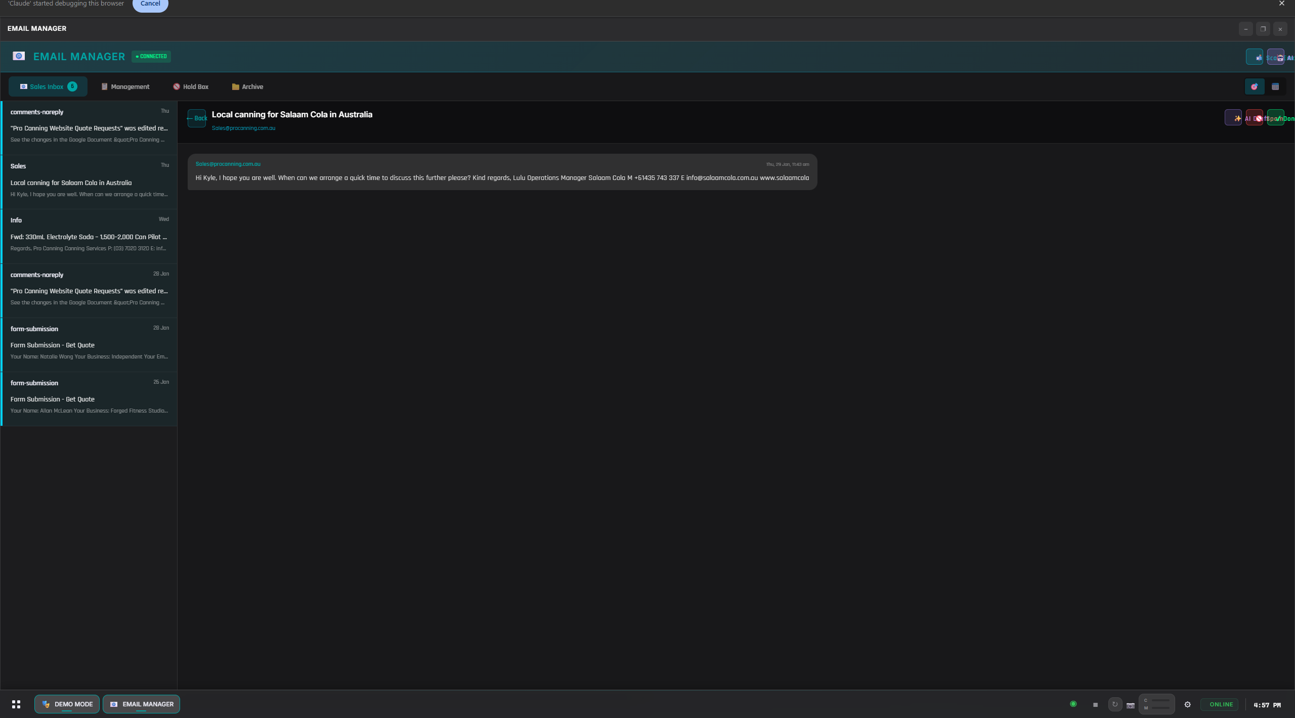Email Intelligence — LLM Classification